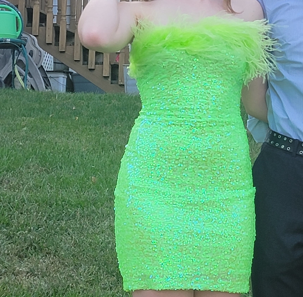 Windsor Neon Green Sequin Prom Dress